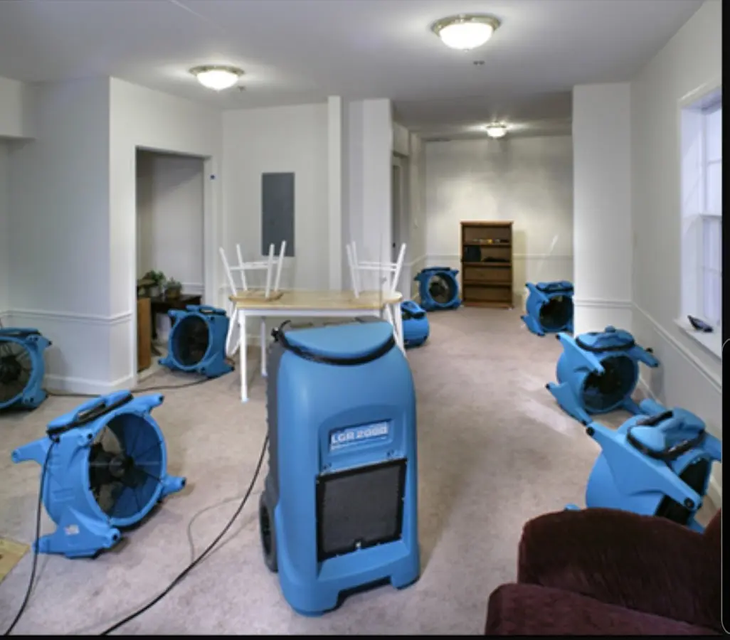 Air movers and dehumidifier setup for Water Extraction & Removal in Delran